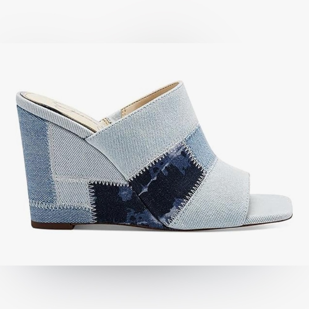 Jessica Simpson Slide Sandals Block Heel Blue Patchwork
NEW - Size 7